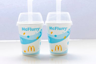 Calgary, Alberta, Canada. Aug 9, 2022. A McFlurry a brand of flavored ice cream distributed and sold by the American-based international fast food chain McDonald's