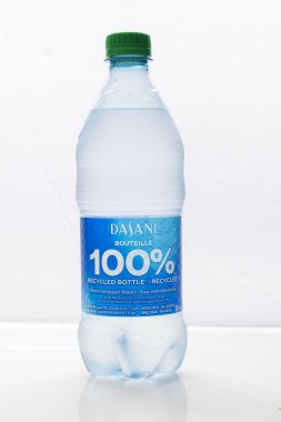 Calgary, Alberta, Canada. Aug 19, 2022. A bottle of Dasani water of 591 mL on a white background.