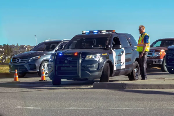 Калгарі Альберта Канада 2022 Поліцейський Автомобіль Шляху Управління Рухом — стокове фото