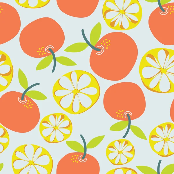 Hellgrau mit zitrusorangefarbenen Früchten nahtlose Muster Hintergrunddesign. — Stockvektor