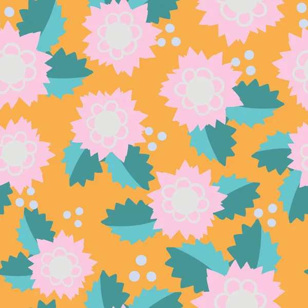 Kaprisli beyaz, pembe ve çiçek elementleriyle turuncu ve yaprakları pürüzsüz arka plan tasarımı.