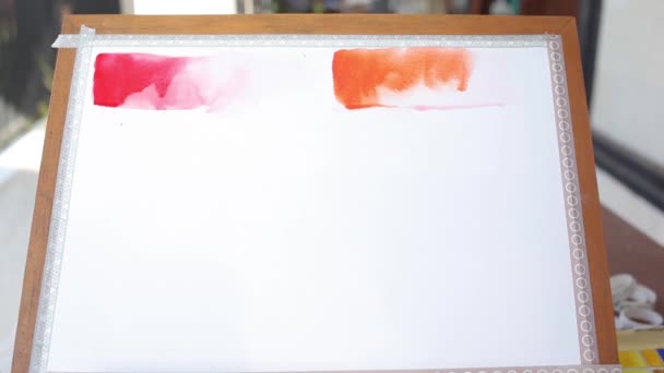 Zinnoberrotes Aquarell. Neue Farbe testen — Stockvideo