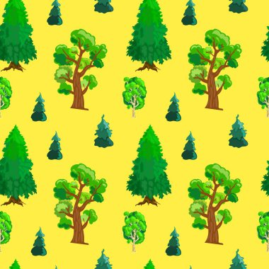 Yeşil yaz ağaçlarıyla şirin, pürüzsüz desen.