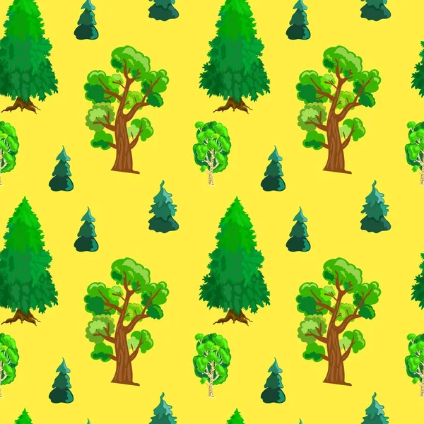 Yeşil yaz ağaçlarıyla şirin, pürüzsüz desen.