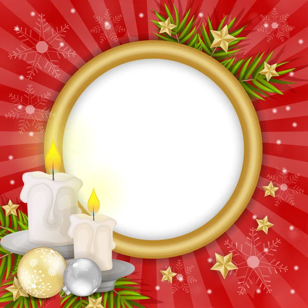 मेणबत्ती सह ख्रिसमस कार्ड — स्टॉक व्हेक्टर