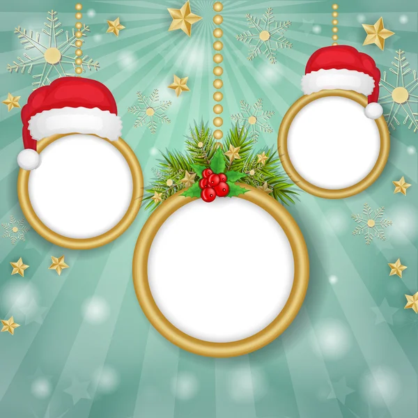 Christmas frames over snowflakes background — Stock Vector