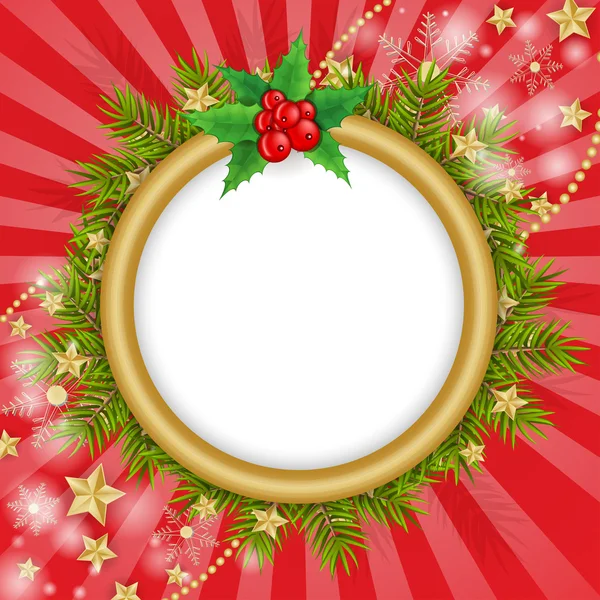 Zlaté vločky vánoční větve pozadí — Stockový vektor