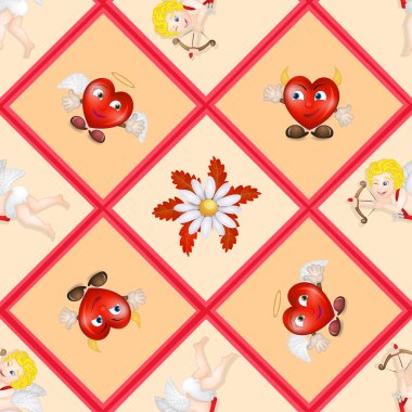 aşk tanrısı ve çiçek deseni