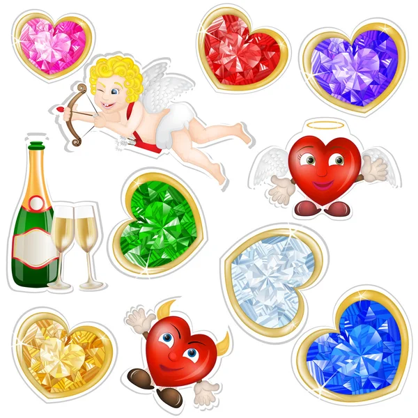 Valentines elements stickers — Stock Vector