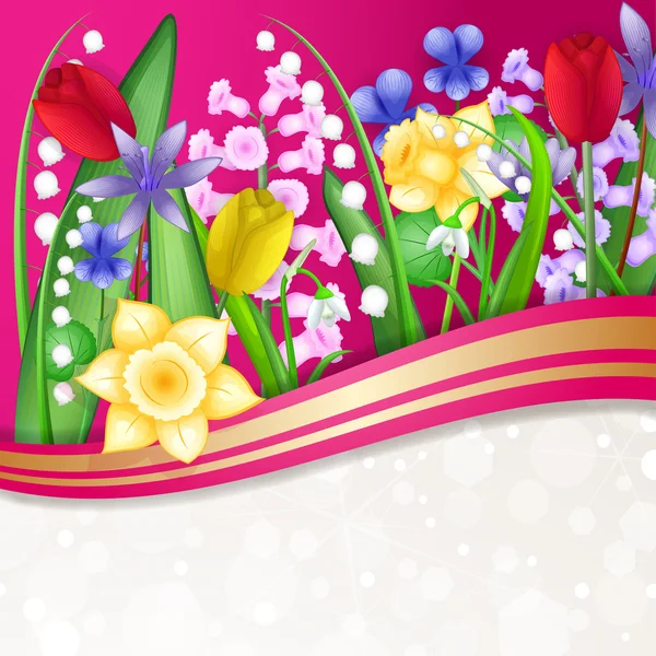 Carte fleurs printemps — Image vectorielle