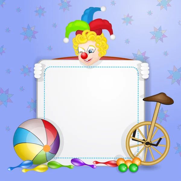 Clown with ball and unicycle — Stock Vector