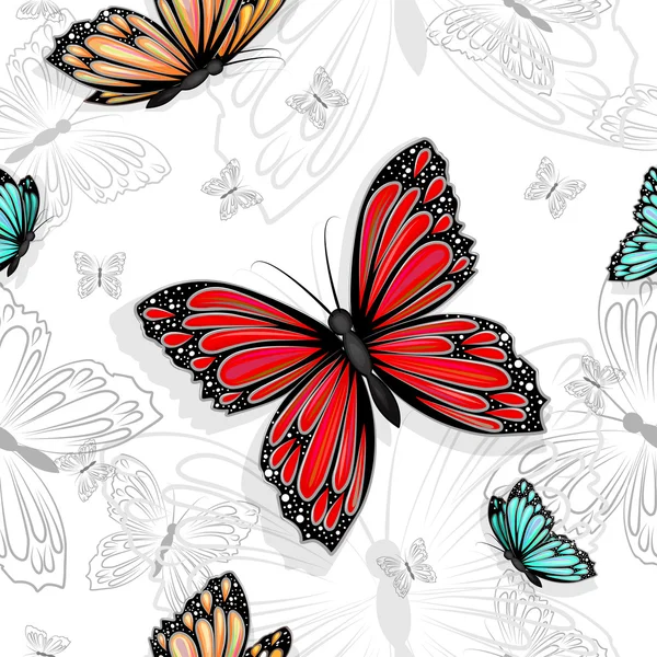 Patrón sin costuras con mariposas de colores — Vector de stock