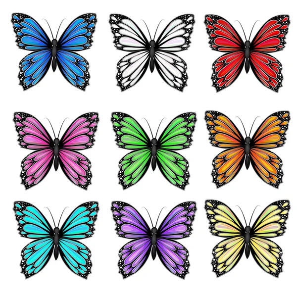 Naadloos patroon met kleurrijke vlinders — Stockvector