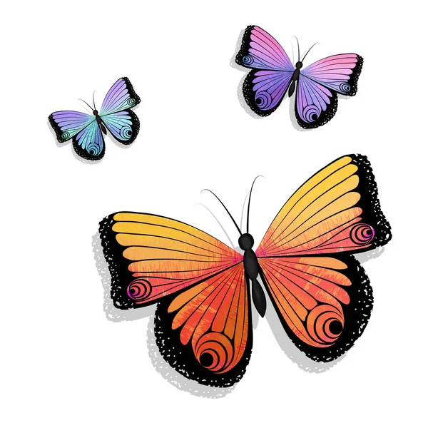 Set of multicolored butterflies — Stock Vector