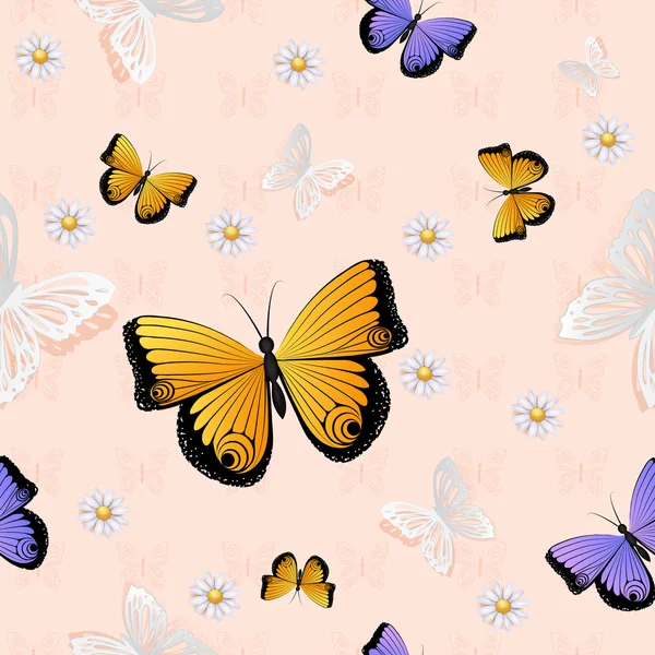 Modèle sans couture papillon — Image vectorielle