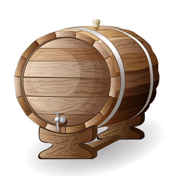 Wooden barrel vector illustration isolated on white background