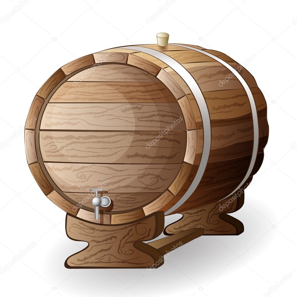 Wooden barrel vector illustration isolated on white background
