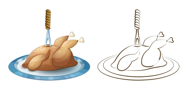 Жареная индейка на День благодарения — стоковый вектор