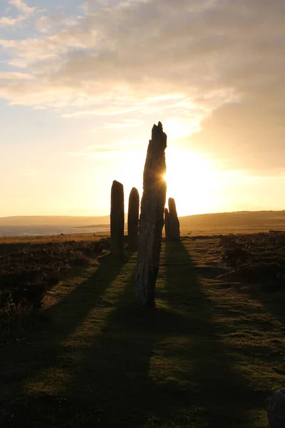 Ring Brodgar Standing Stones Orkney Back Lit — Stock Photo, Image