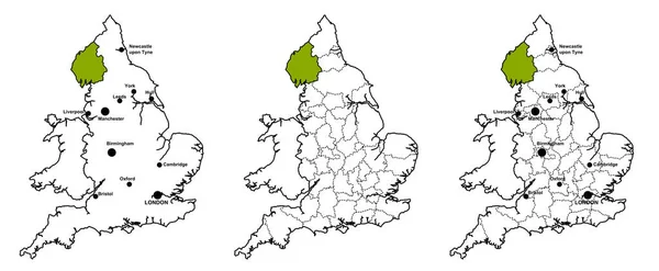 เขตภาษาอ งกฤษของ Cumbria งอย บนแผนท ของอ งกฤษม และไม เขตแดนของประเทศท และไม — ภาพถ่ายสต็อก