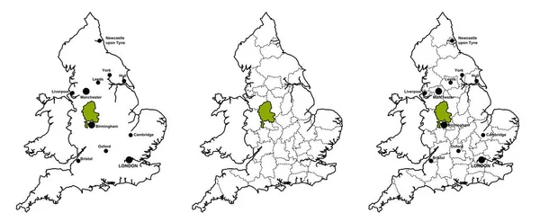 Staffordshire Gelegen Kaart Van Engeland Met Zonder Graafschapsgrenzen Grote Steden — Stockfoto