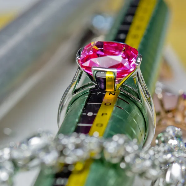 White gold ring with ruby — Stock Photo, Image