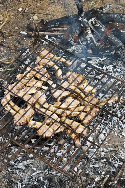 Lamskoteletten op de grill. Rechtenvrije Stockfoto's