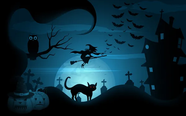 Noche de Halloween — Vector de stock