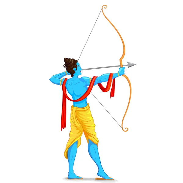 Lord Rama with Bow and Arrow — Stock Vector