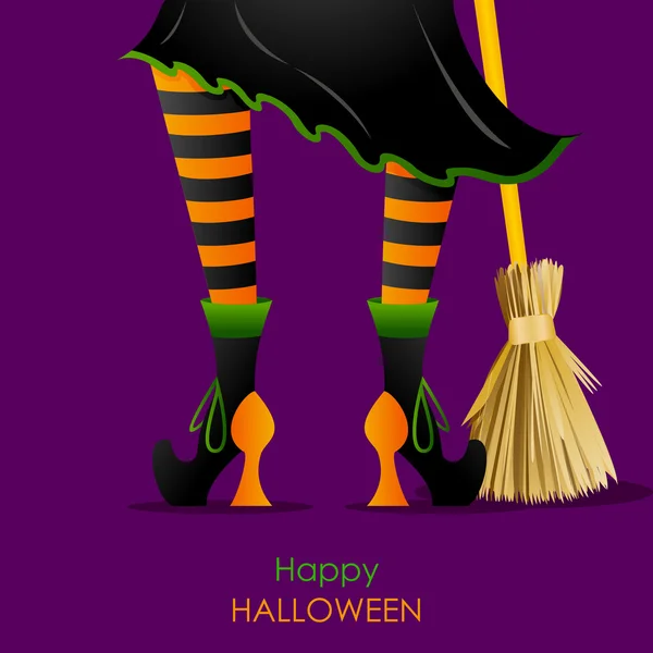 Witch Leg with Broomstick — Stock Vector