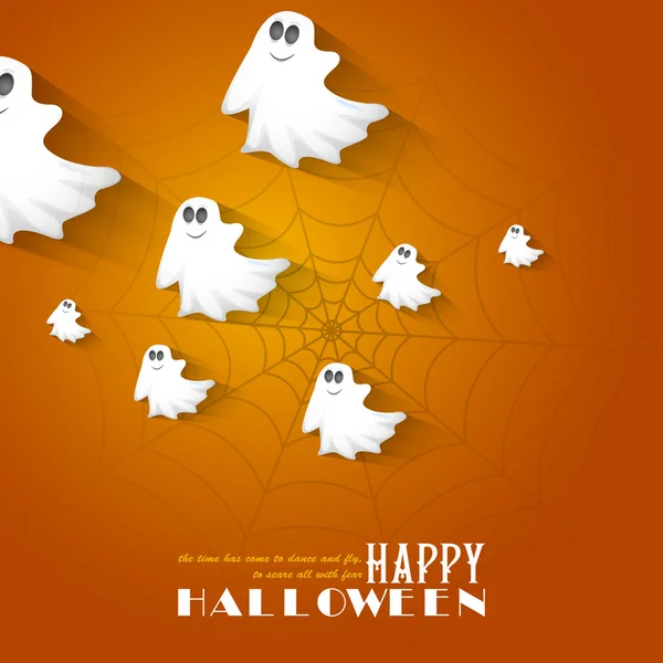 Fundo de Halloween com Boo Ghost voador —  Vetores de Stock
