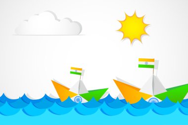 Paper Boat in Indian Flag color clipart