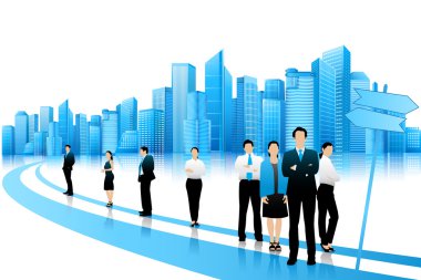 Business People standing on Road clipart