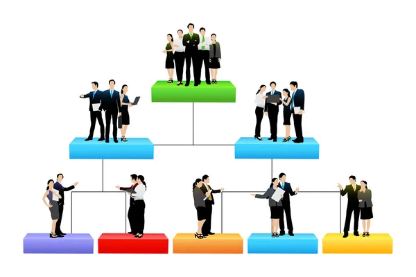 Árbol de organización con diferente nivel de jerarquía — Archivo Imágenes Vectoriales