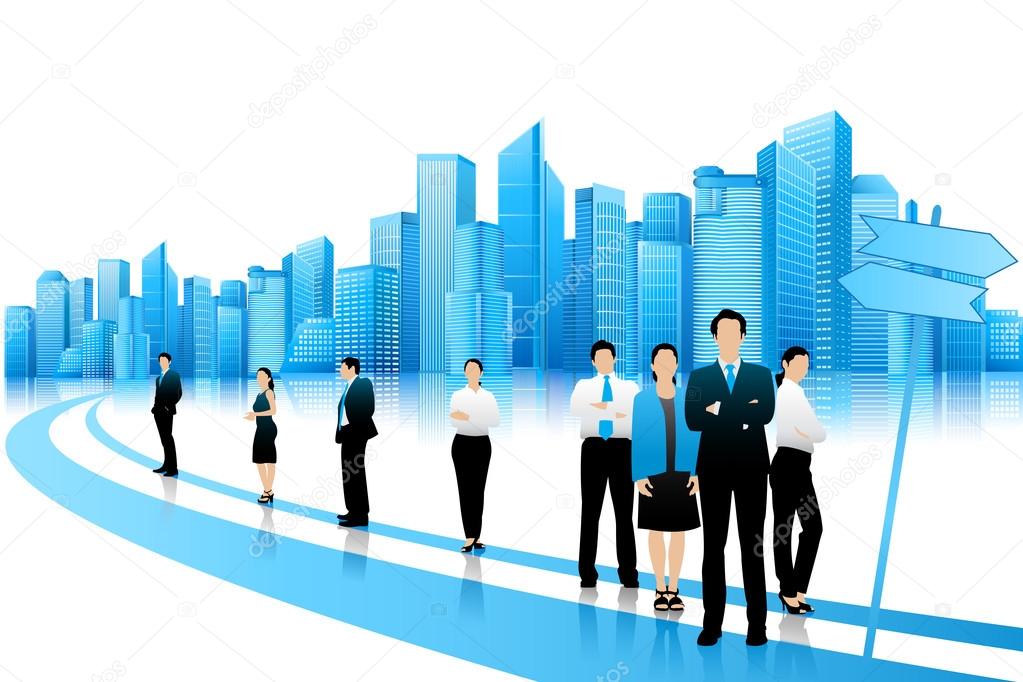 Business People standing on Road