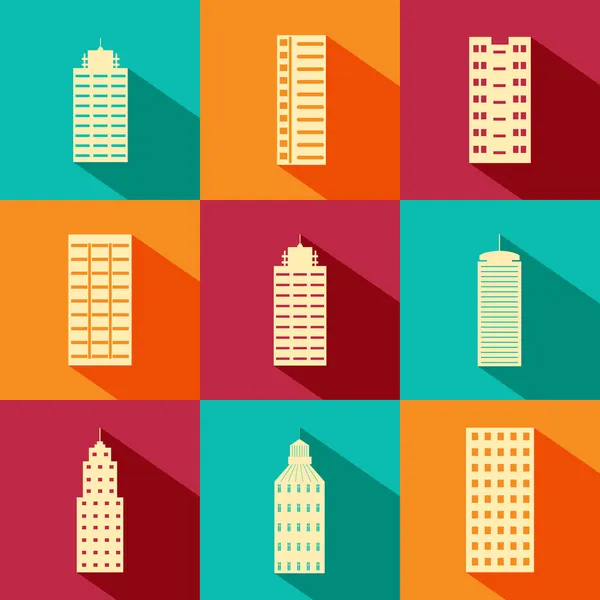 Icono de edificio y rascacielos — Vector de stock