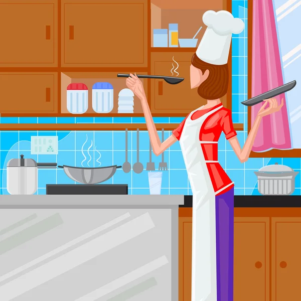 Jolie dame cuisine — Image vectorielle