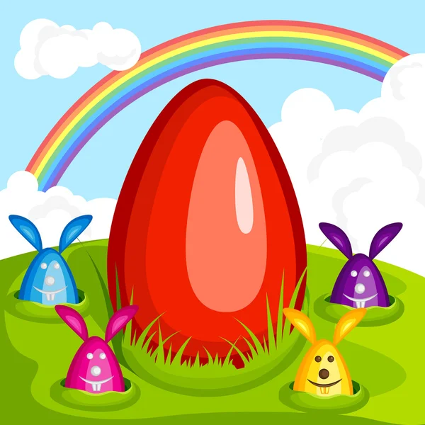 Easter egg and Bunny — Stock Vector