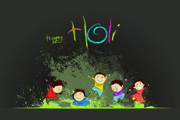 Kids enjoying Holi — Stock Vector