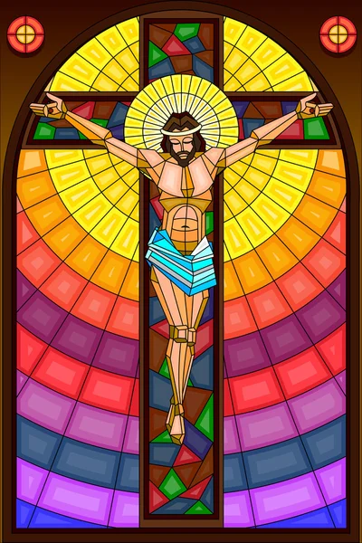 Peinture en verre teinté de la crucifixion — Image vectorielle