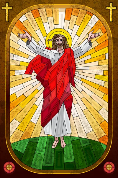 Pintura de vidrieras de Jesucristo — Vector de stock