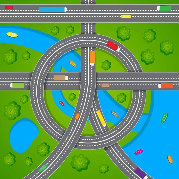 Vista aérea del tráfico por carretera — Archivo Imágenes Vectoriales