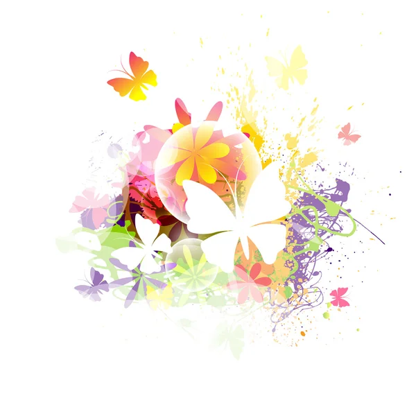 Fondo floral con mariposa — Vector de stock