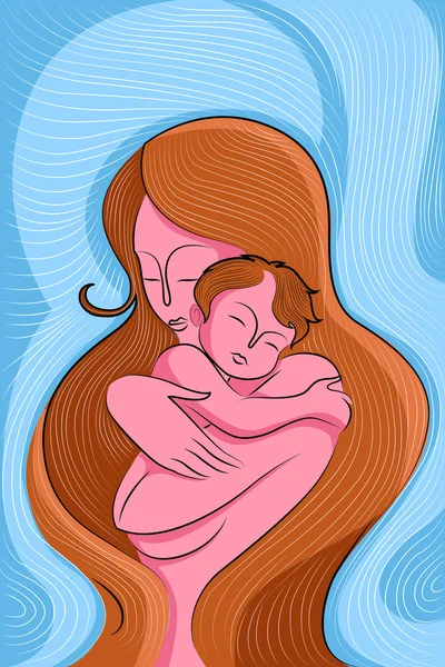 Moeder omhelst kind — Stockvector