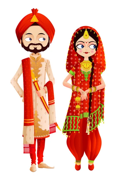 Casal de casamento Sikh — Vetor de Stock