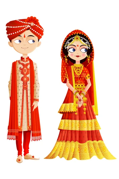 Indian Wedding Couple — Stock Vector