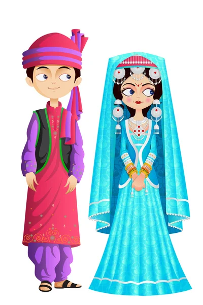 Kashmiri Wedding Couple — Stock Vector