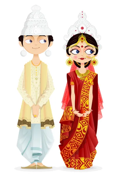 Bengali Wedding Couple — Stock Vector