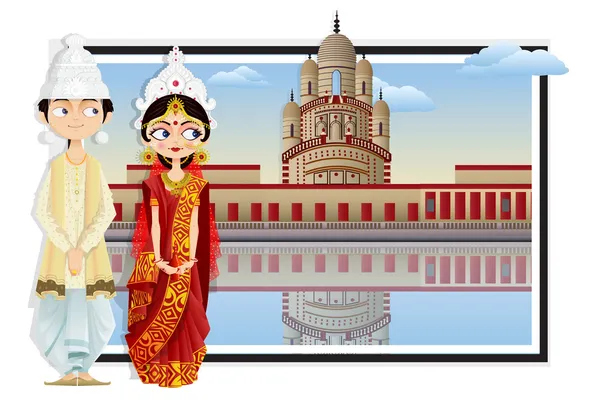 Couple de mariage bengali — Image vectorielle