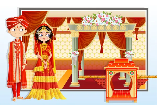Indian Wedding Couple — Stock Vector